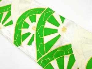 アンティーク　雲取りに片輪車・花模様織り出し袋帯（材料）